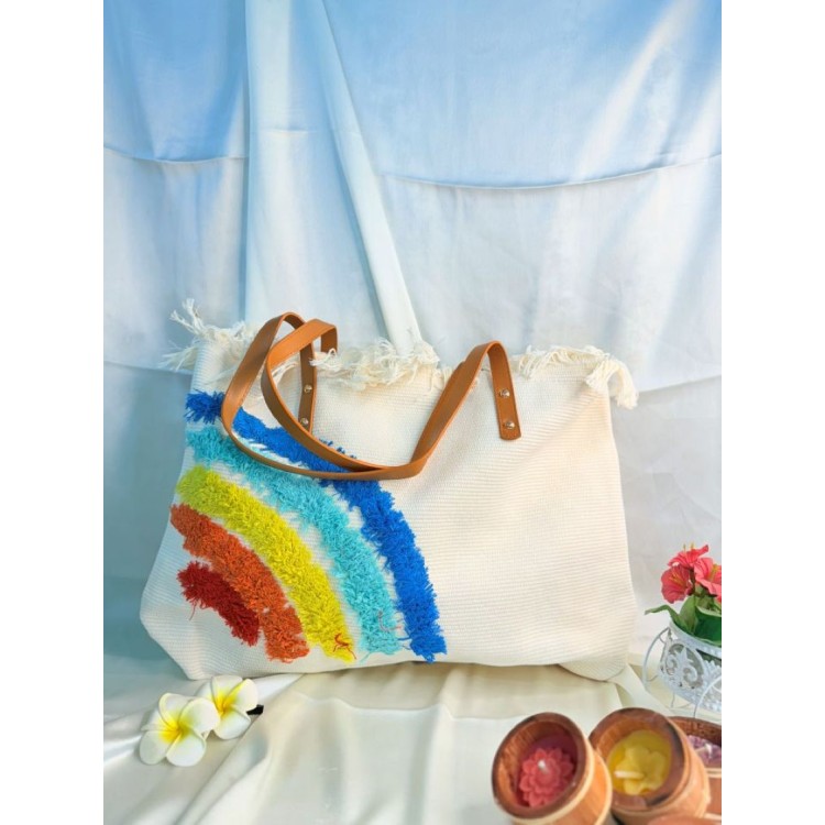 Loom & Bloom Tote - Rainbow Half 