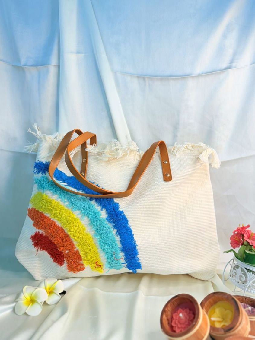 Loom & Bloom Tote - Rainbow Half 